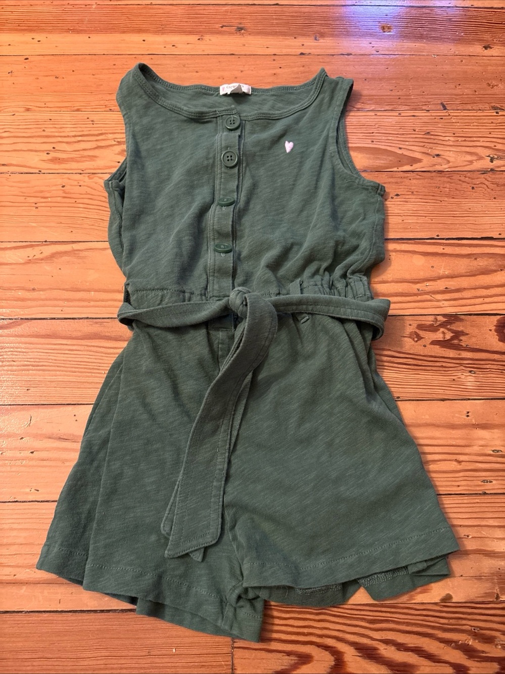 J.Crew Crewcuts Girls' knit romper AX570 Green Size 6-7 Small s Sleeveless